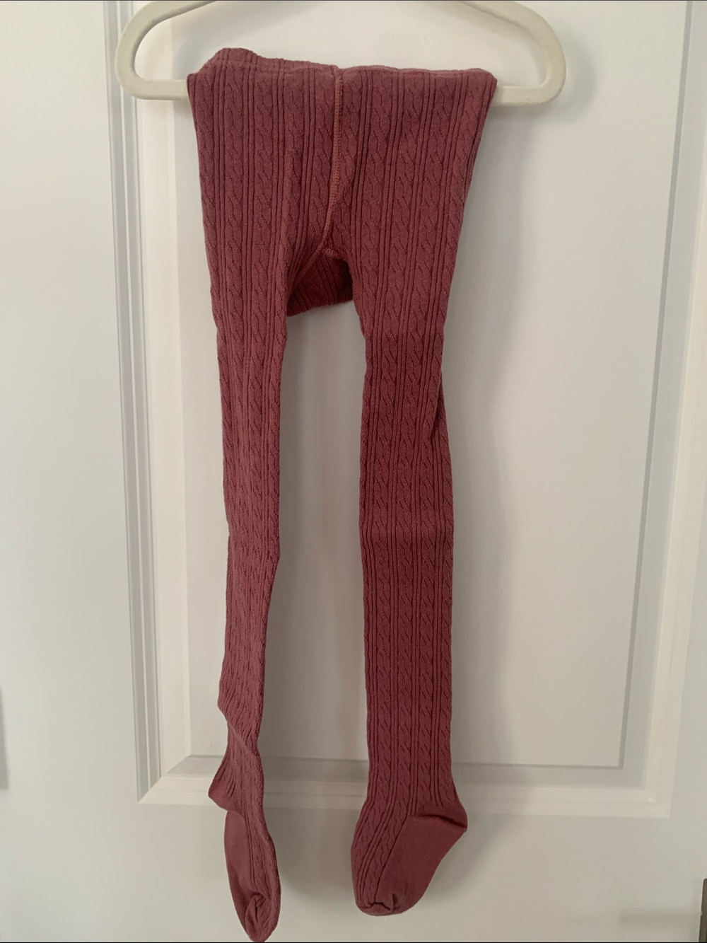 Girls Cable Knit Tights in Dusty Rose